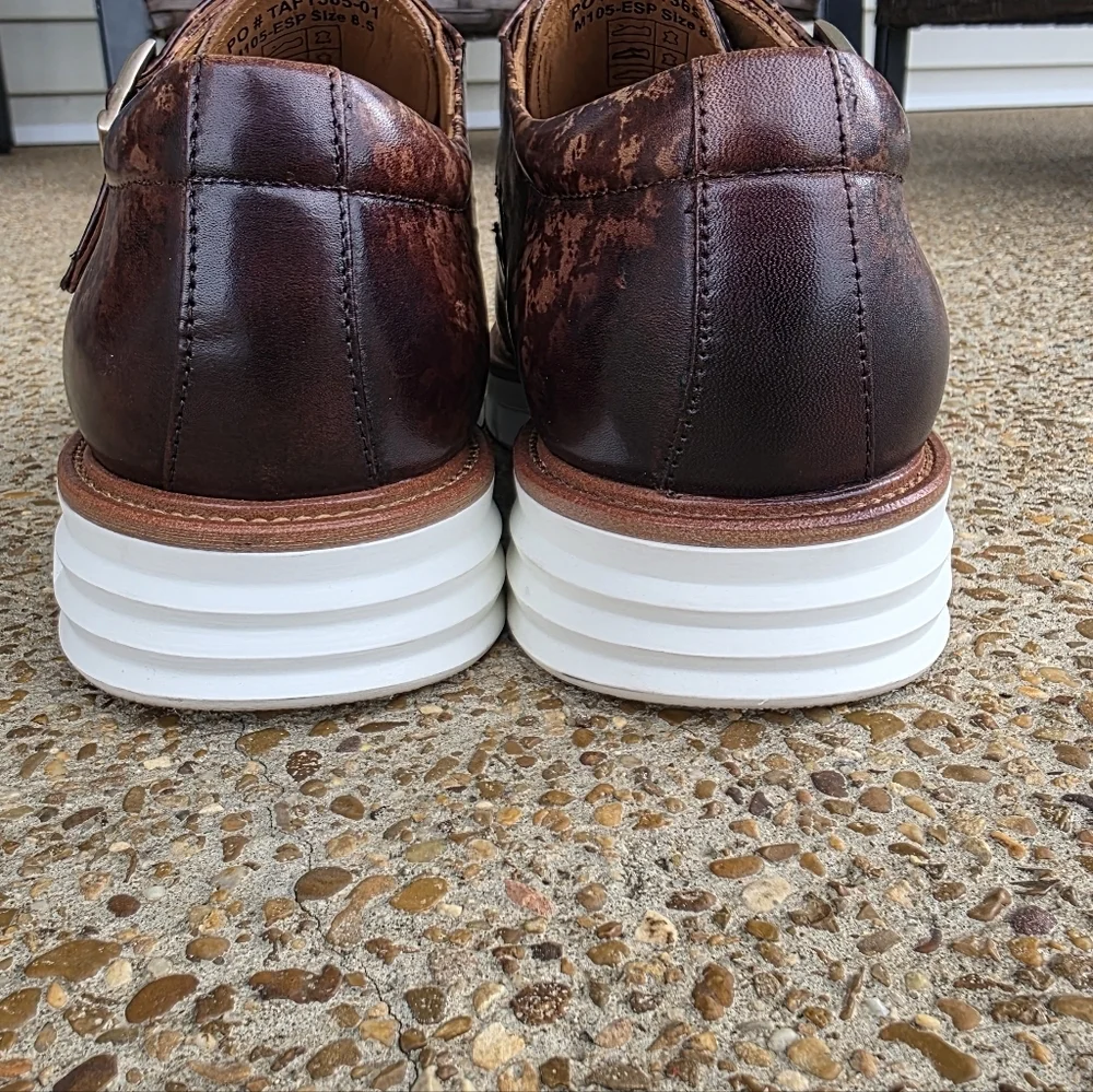 TAFT 365 Model 105 Brown Espresso Leather Double Monk Strap Shoes Mens Size 8.5